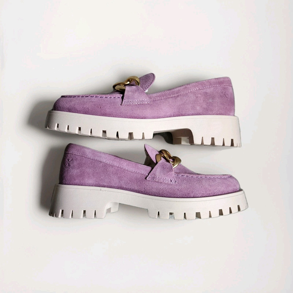 PX Chunky Loafer Lila Lilac Purple German Made 💜 Gold Metal Accents Sz US 8.5 - Picture 16 of 16